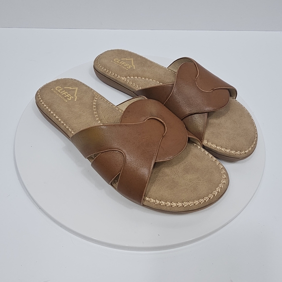 NIB Cliffs White Mountain Fortunate Slide Sandals Women’s 7M Tan Woven Comfort - Picture 1 of 15